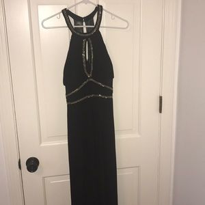 Black Gown with Gold Detail